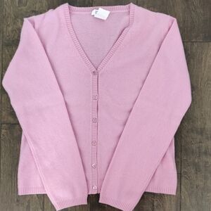 Barneys New York Cashmere Pink Button-Up Cardigan